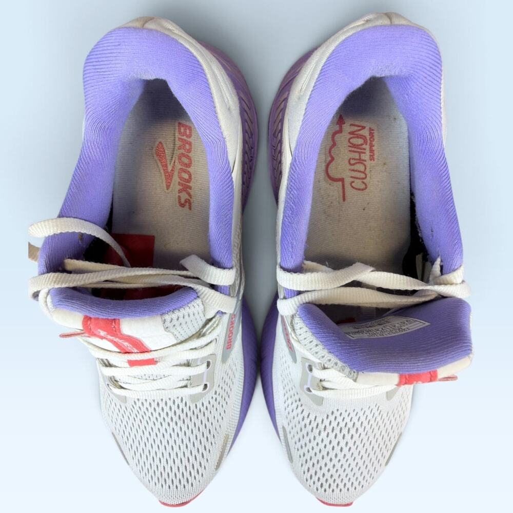 Brooks Adrenaline GTS 22 Women’s 9.5B White Coral Purple Running Shoes - Picture 12 of 13
